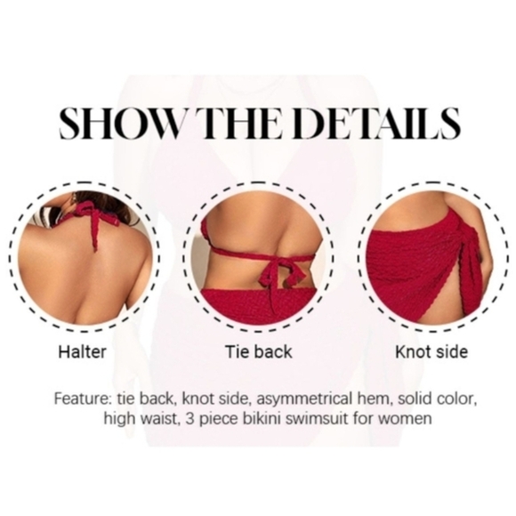 MAKEMECHIC - 1X RICHY Red Textured Bikini Set - Picture 11 of 14